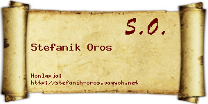 Stefanik Oros névjegykártya